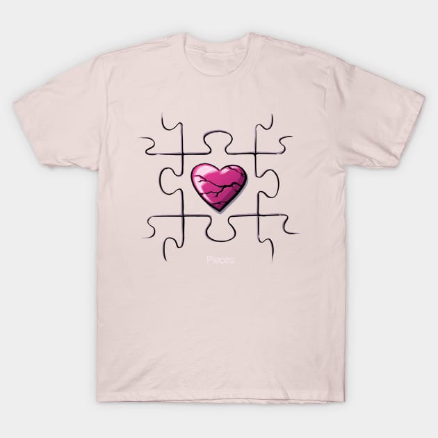 Broken Heart (large) T-Shirt by mariocau